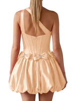 One-Shoulder Bow Mini Dress 