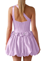 One-Shoulder Bow Mini Dress 