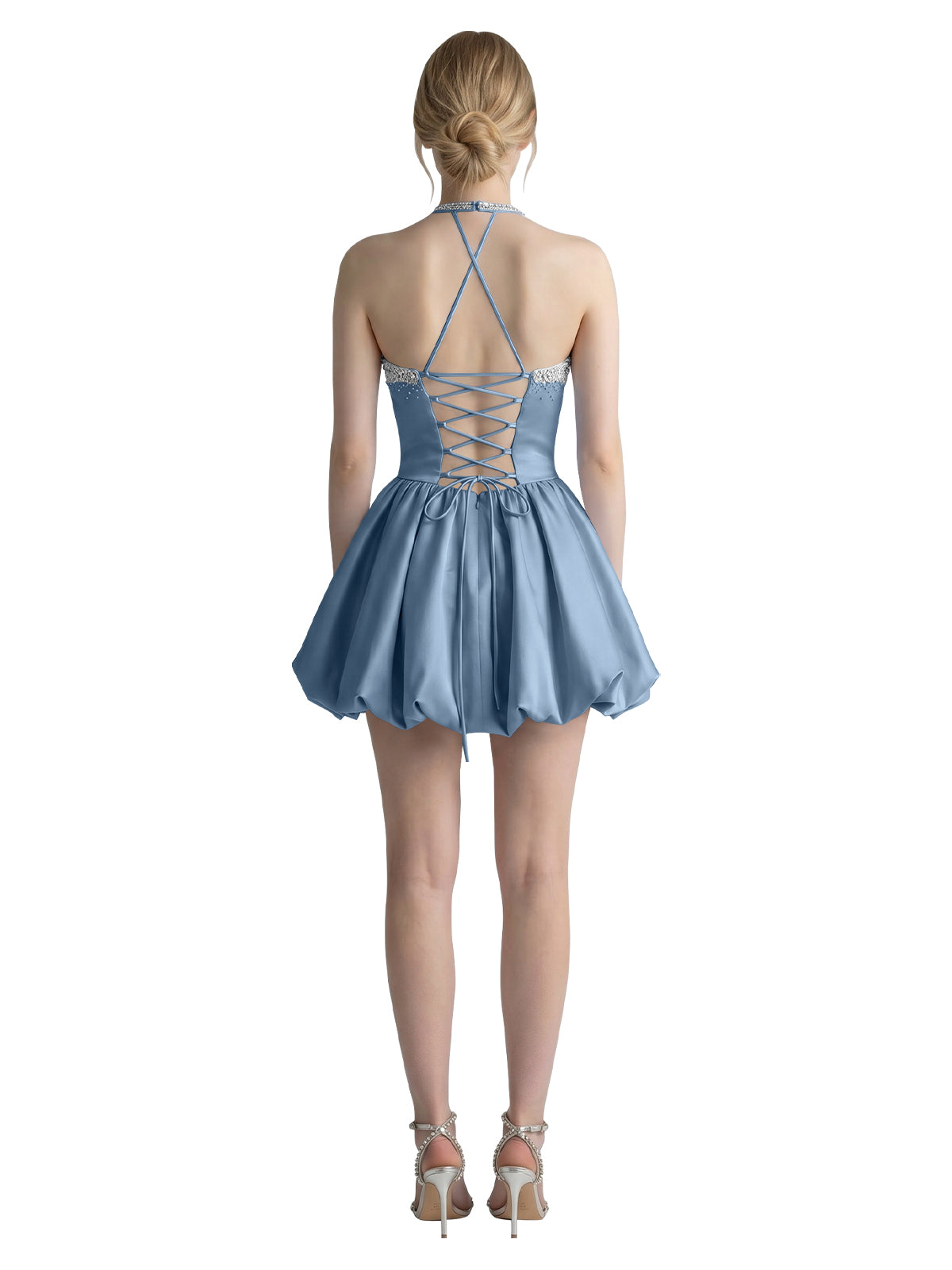 Beading Bubble Hem Mini Dress 