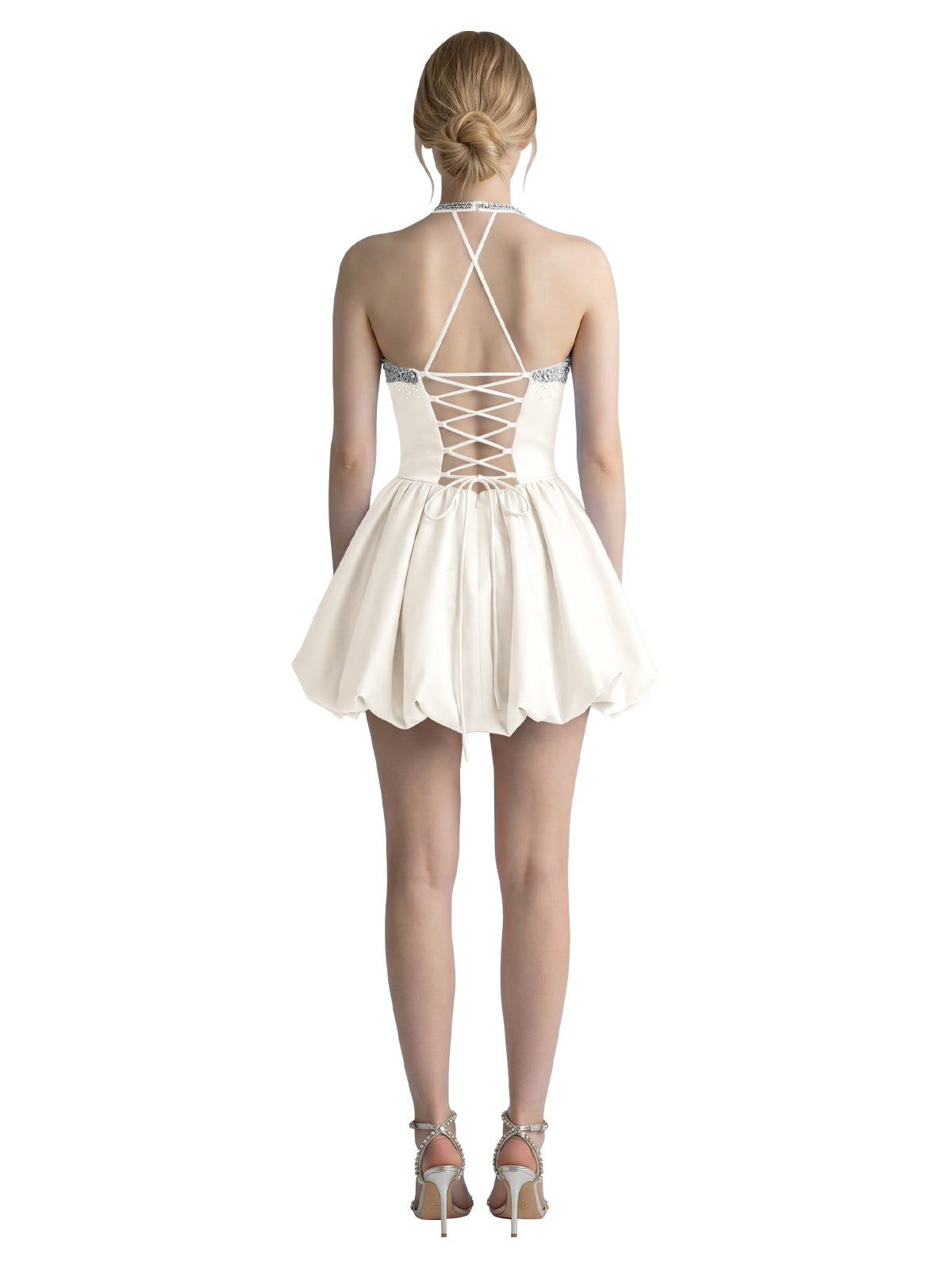 Beading Bubble Hem Mini Dress 