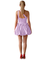 One-Shoulder Bow Mini Dress 