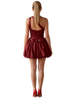 One-Shoulder Bow Mini Dress 