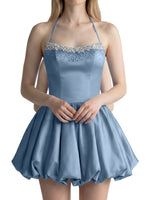 Beading Bubble Hem Mini Dress 