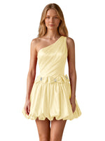 One-Shoulder Bow Mini Dress 