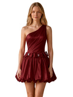 One-Shoulder Bow Mini Dress 