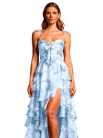 Floral Pattern High-low Dress 