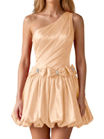 One-Shoulder Bow Mini Dress 