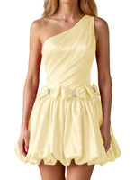 One-Shoulder Bow Mini Dress 