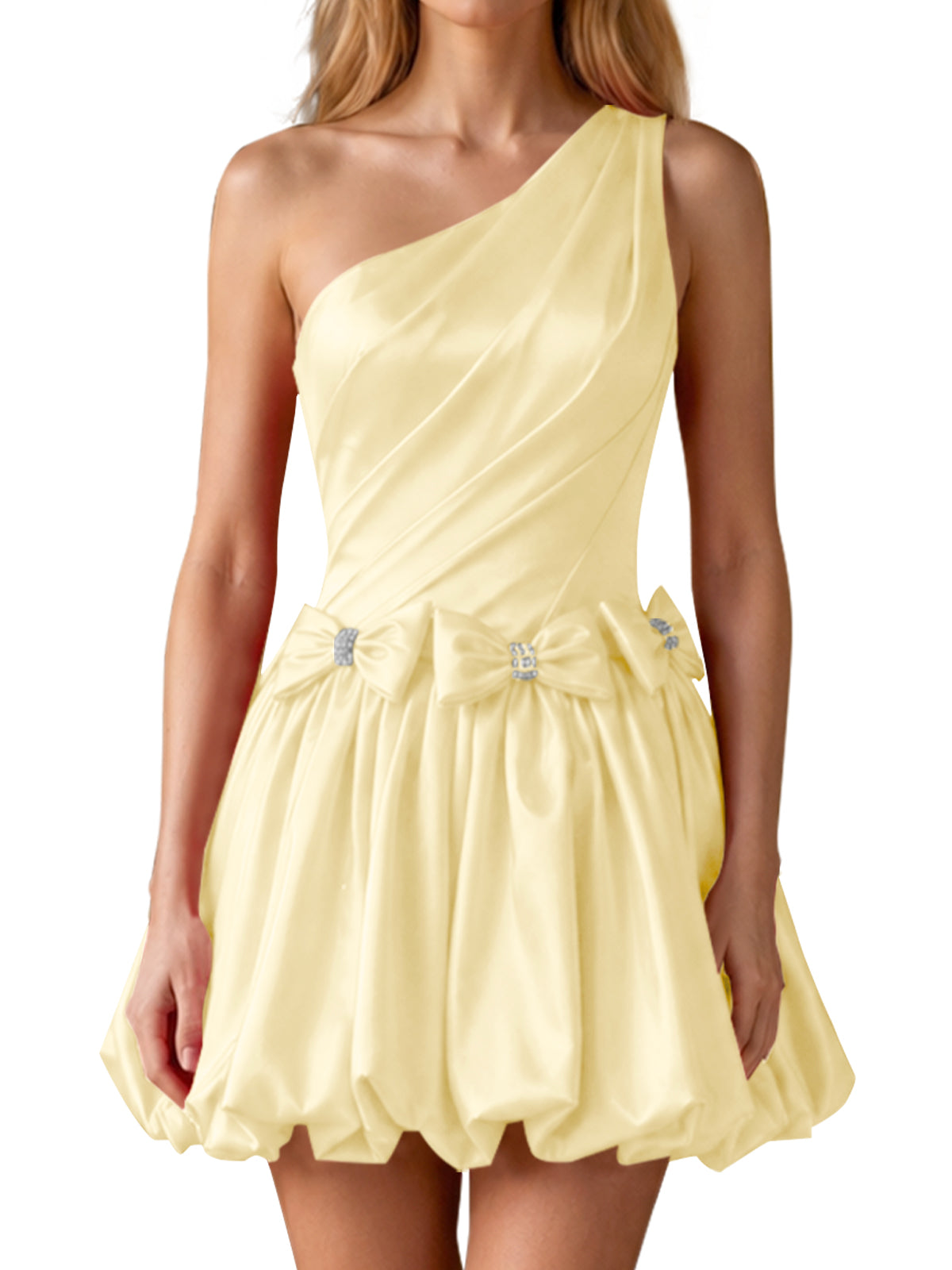 One-Shoulder Bow Mini Dress 