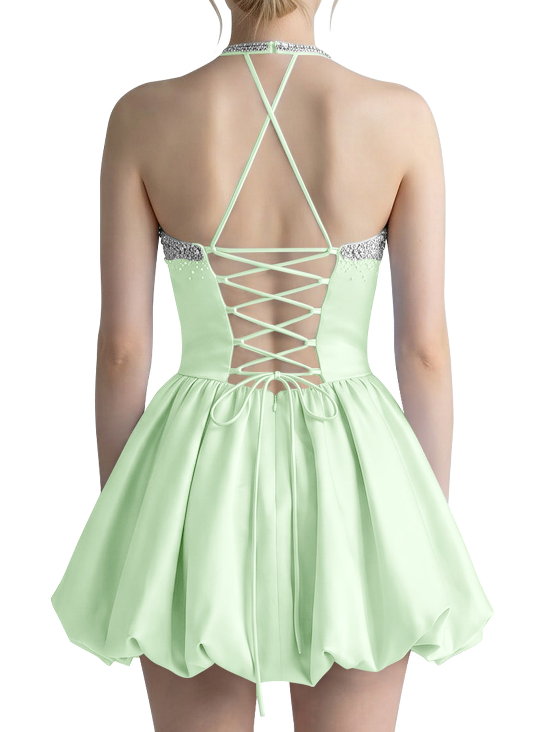 Beading Bubble Hem Mini Dress 