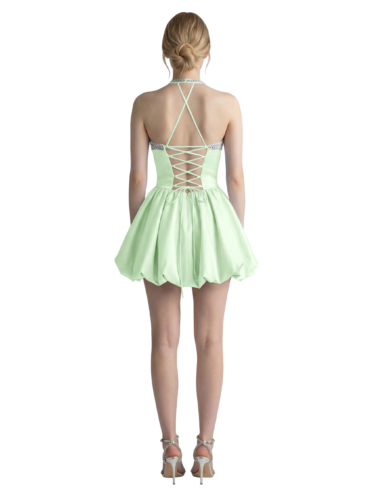 Beading Bubble Hem Mini Dress 