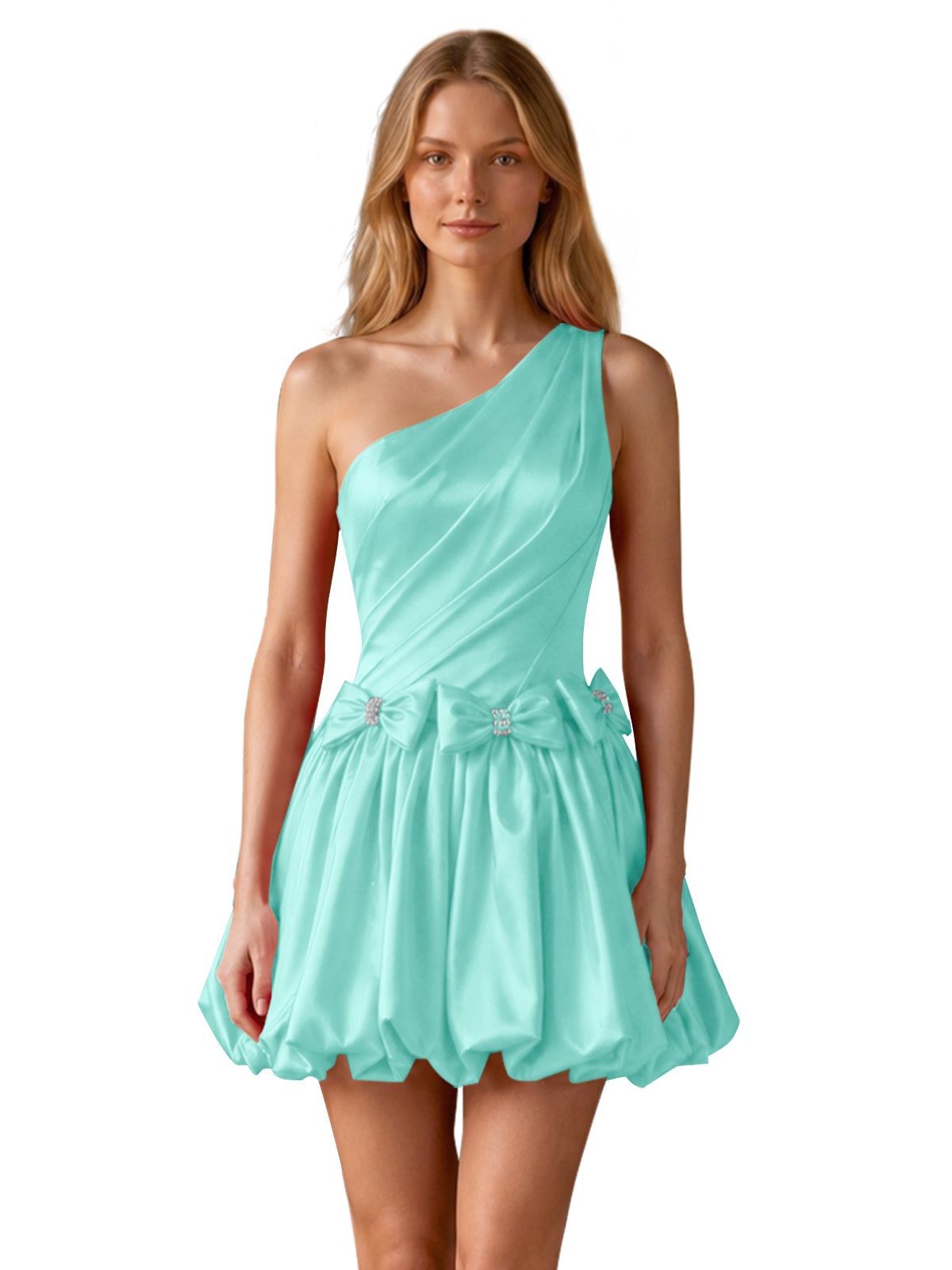 One-Shoulder Bow Mini Dress 