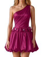 One-Shoulder Bow Mini Dress 