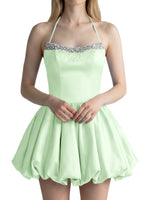 Beading Bubble Hem Mini Dress 
