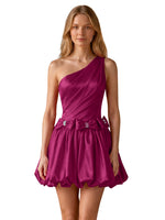 One-Shoulder Bow Mini Dress 
