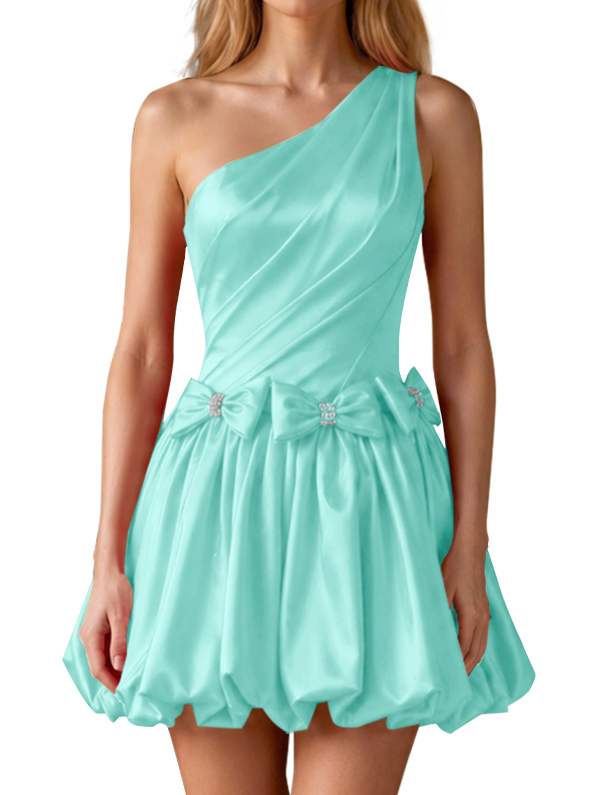 One-Shoulder Bow Mini Dress 