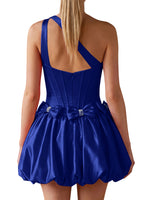 One-Shoulder Bow Mini Dress 