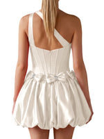 One-Shoulder Bow Mini Dress 