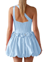 One-Shoulder Bow Mini Dress 
