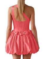 One-Shoulder Bow Mini Dress 