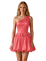 One-Shoulder Bow Mini Dress 