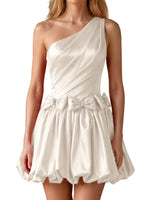 One-Shoulder Bow Mini Dress 