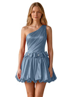 One-Shoulder Bow Mini Dress 