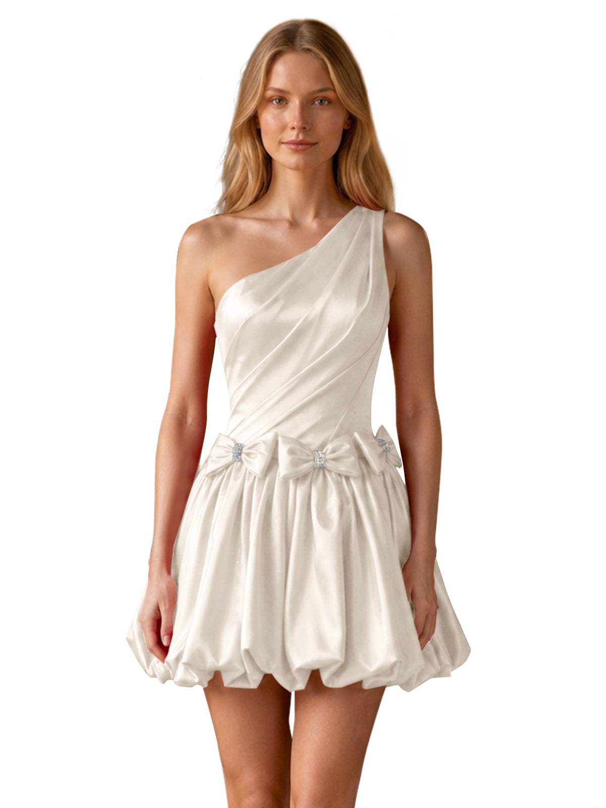 One-Shoulder Bow Mini Dress 