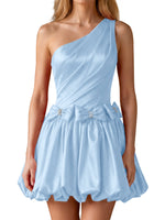 One-Shoulder Bow Mini Dress 