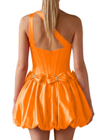 One-Shoulder Bow Mini Dress 
