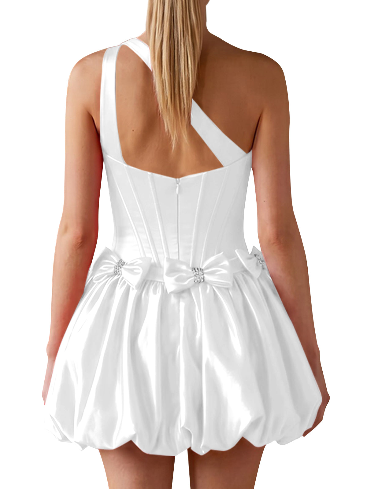 One-Shoulder Bow Mini Dress 