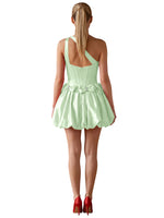 One-Shoulder Bow Mini Dress 