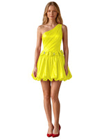 One-Shoulder Bow Mini Dress 