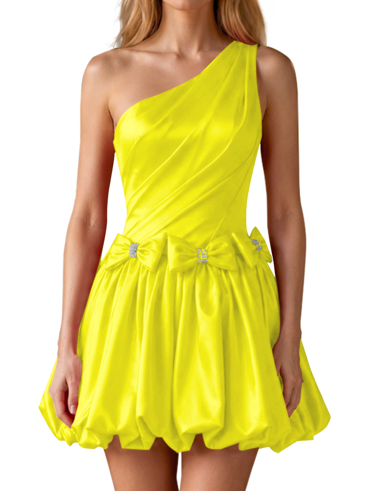 One-Shoulder Bow Mini Dress 