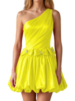 One-Shoulder Bow Mini Dress 