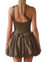 One-Shoulder Bow Mini Dress 