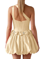 One-Shoulder Bow Mini Dress 
