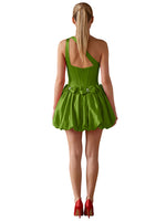 One-Shoulder Bow Mini Dress 