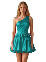 One-Shoulder Bow Mini Dress 