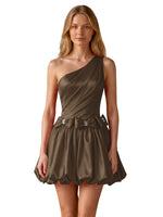 One-Shoulder Bow Mini Dress 
