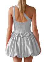 One-Shoulder Bow Mini Dress 