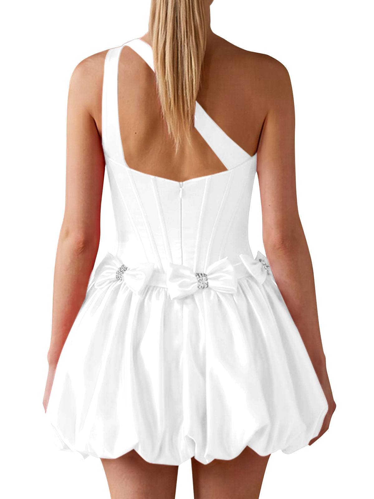 One-Shoulder Bow Mini Dress 