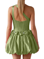 One-Shoulder Bow Mini Dress 