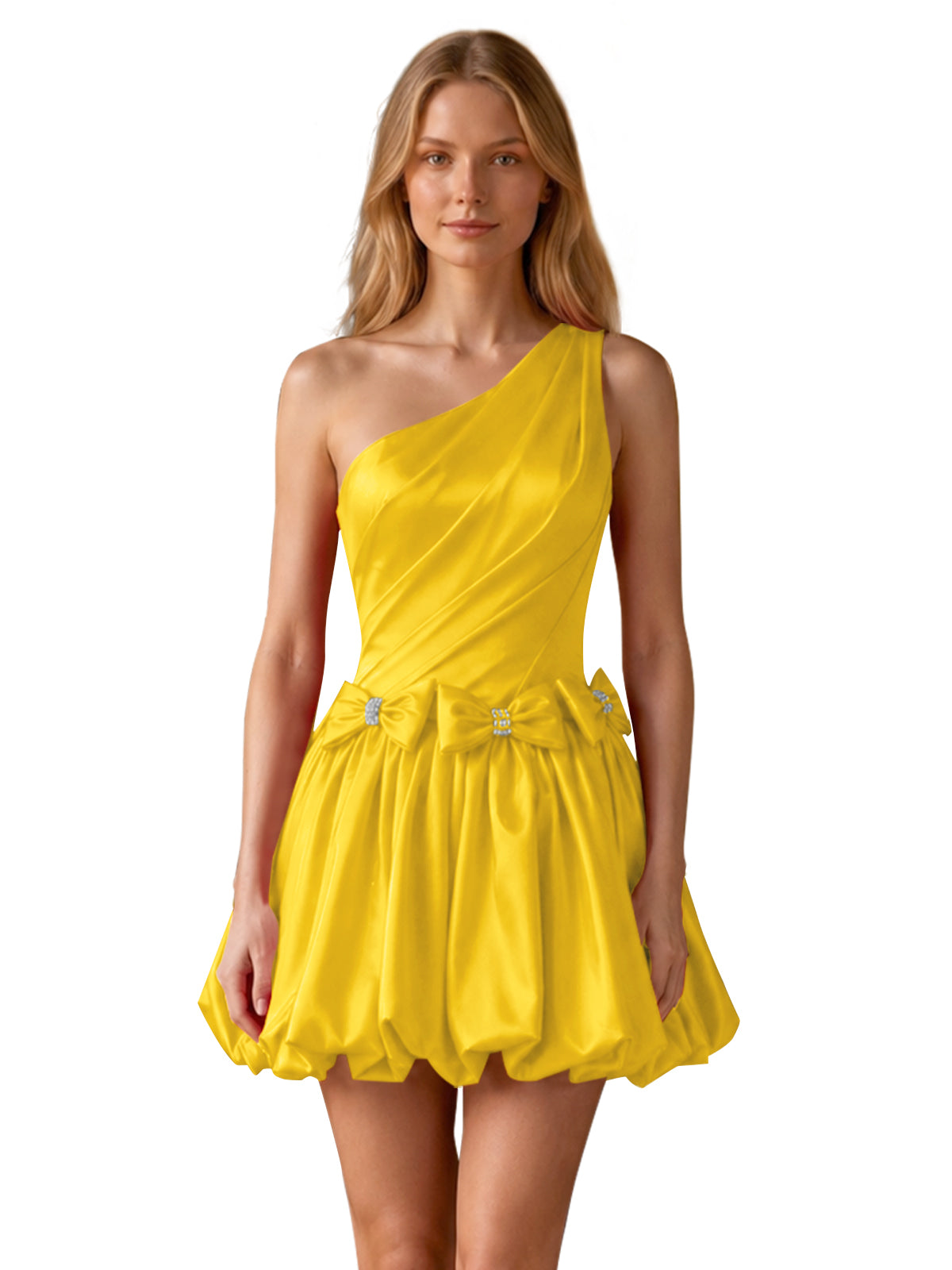 One-Shoulder Bow Mini Dress 