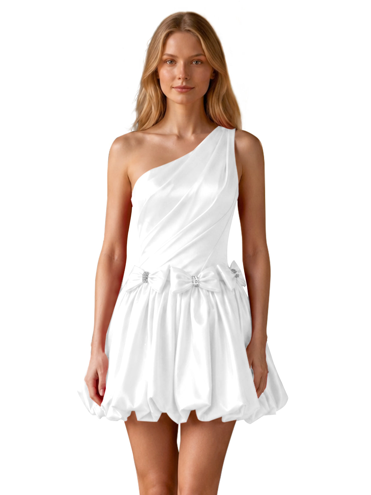 One-Shoulder Bow Mini Dress 