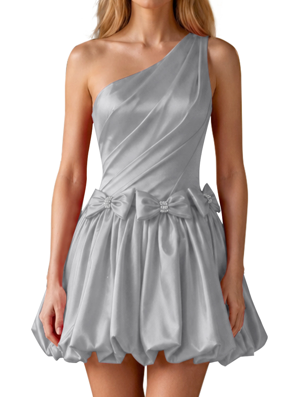 One-Shoulder Bow Mini Dress 