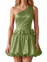 One-Shoulder Bow Mini Dress 