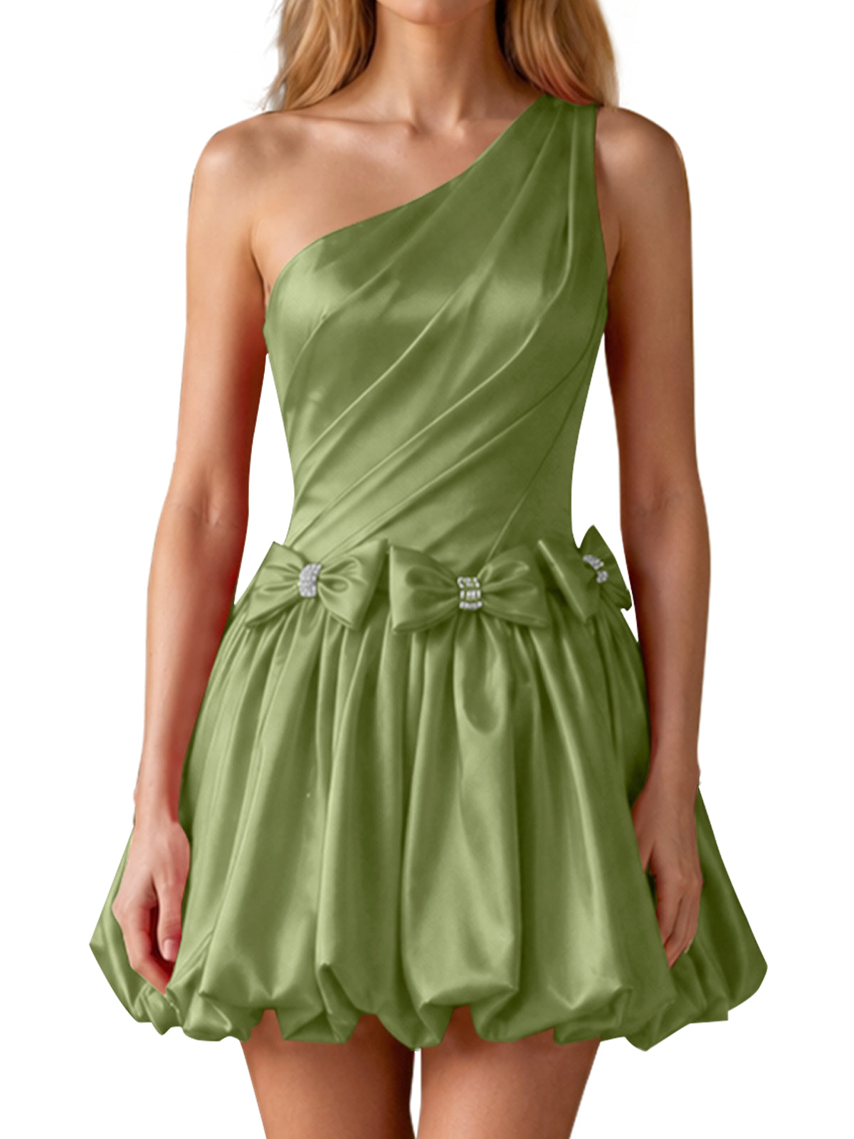 One-Shoulder Bow Mini Dress 