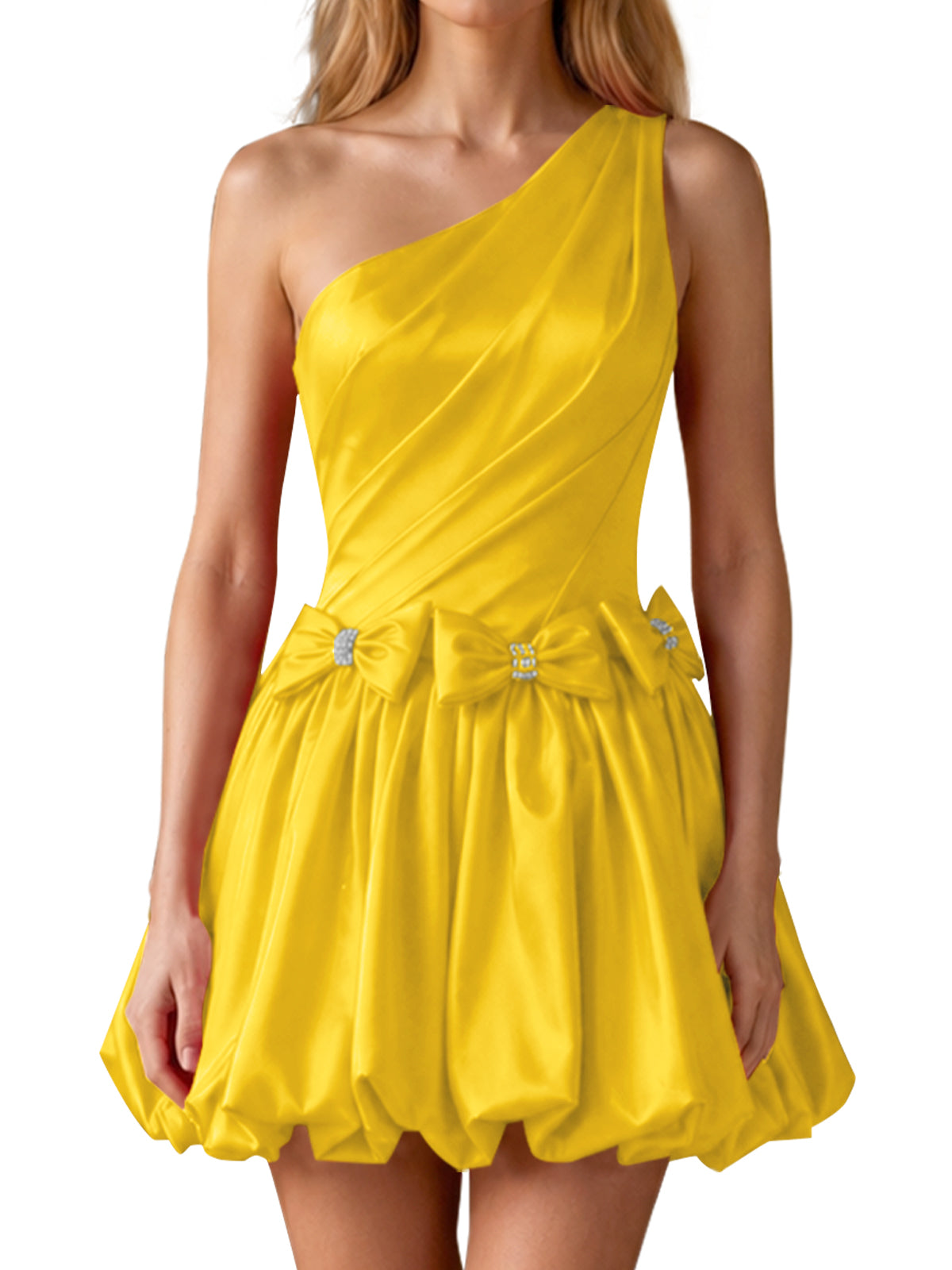 One-Shoulder Bow Mini Dress 