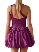 One-Shoulder Bow Mini Dress 